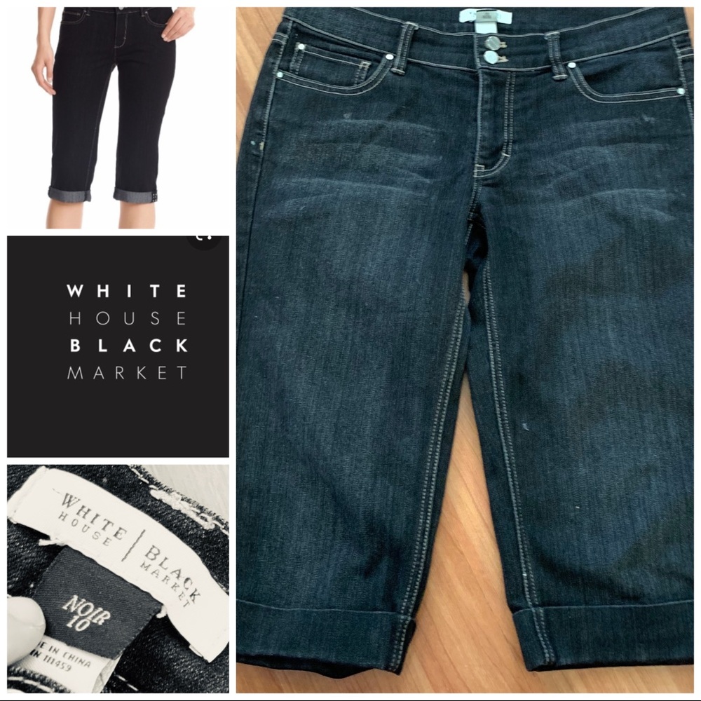 WHBM Black Noir Petal pusher Jeans